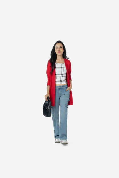 LuLaRoe Connie Lightweight Overlay - Solid True Red