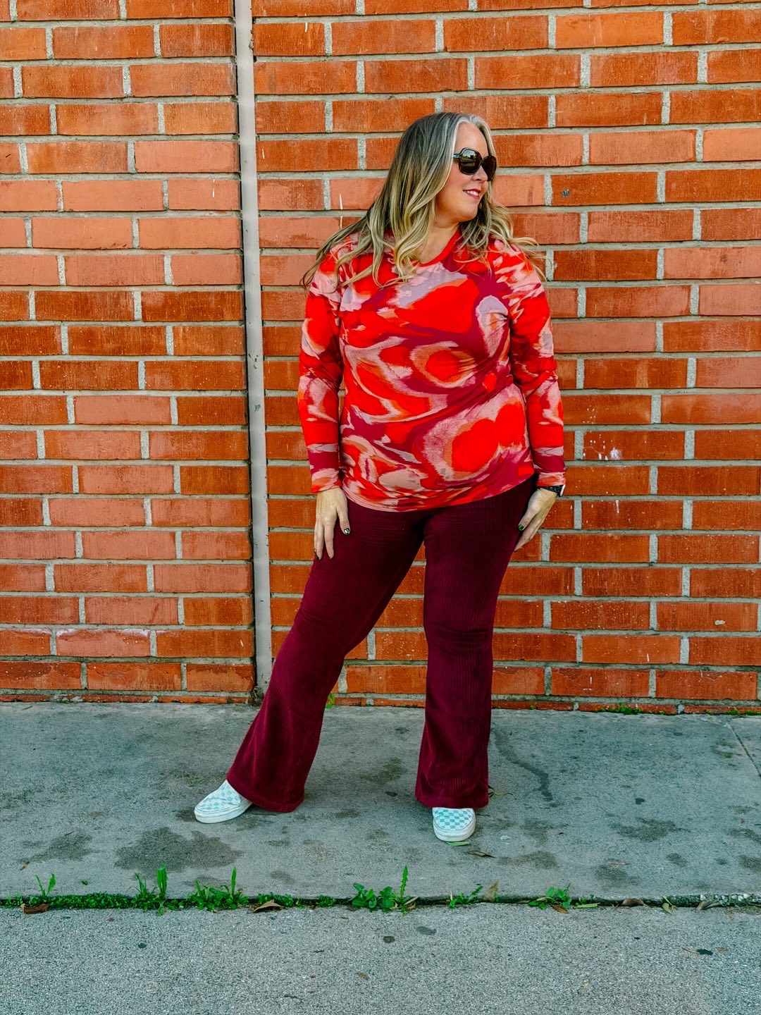 LuLaRoe LuLaRoe Rise Limitless Top - Crimson Clay Abstract 