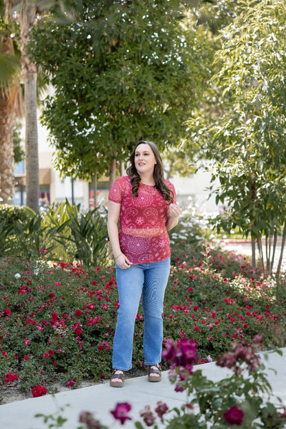 LuLaRoe LuLaRoe Miranda Mesh T - Rustic Bandana Bloom 