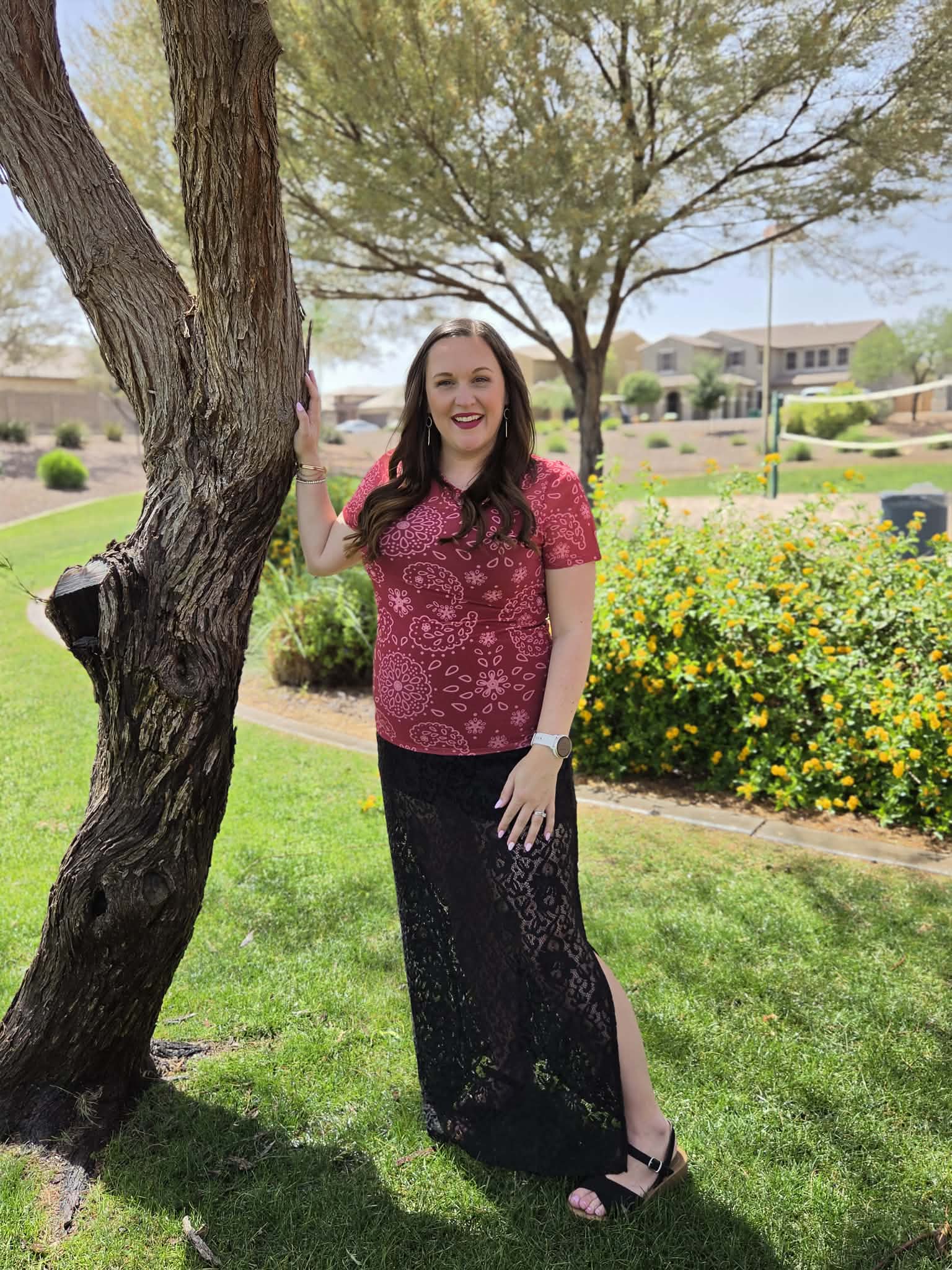 LuLaRoe LuLaRoe Miranda Mesh T - Rustic Bandana Bloom 