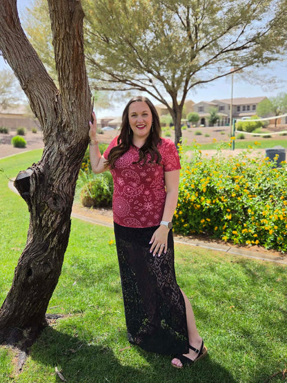 LuLaRoe LuLaRoe Miranda Mesh T - Rustic Bandana Bloom 