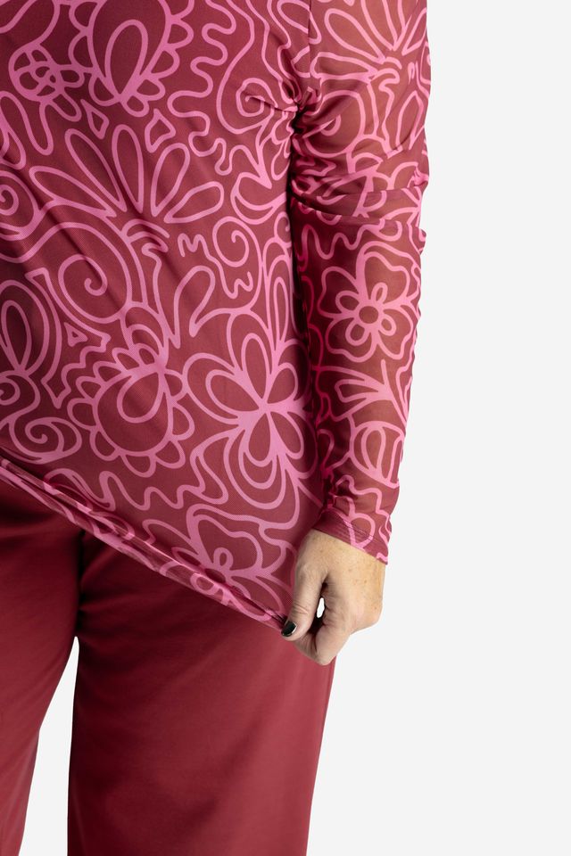LuLaRoe LuLaRoe May Mesh Top - Raspberry Doodle Bloom 