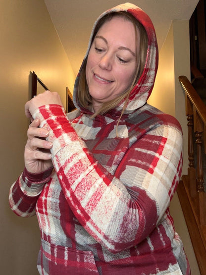 LuLaRoe LuLaRoe Amber Hoodie - Crimson Heritage Plaid 