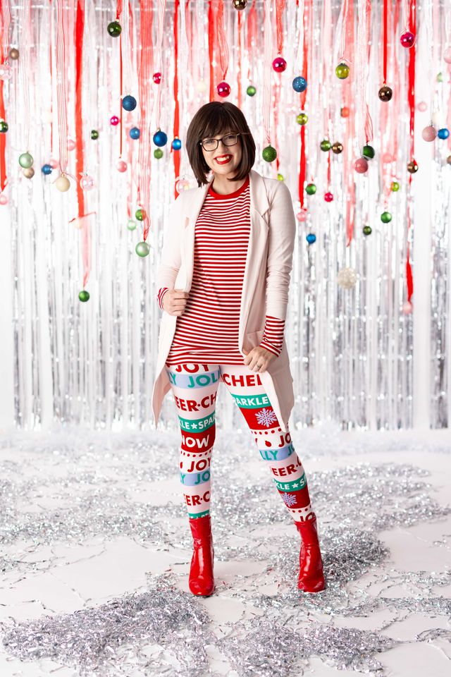 LuLaRoe Holiday Sharon - Candy Stripe Cheer