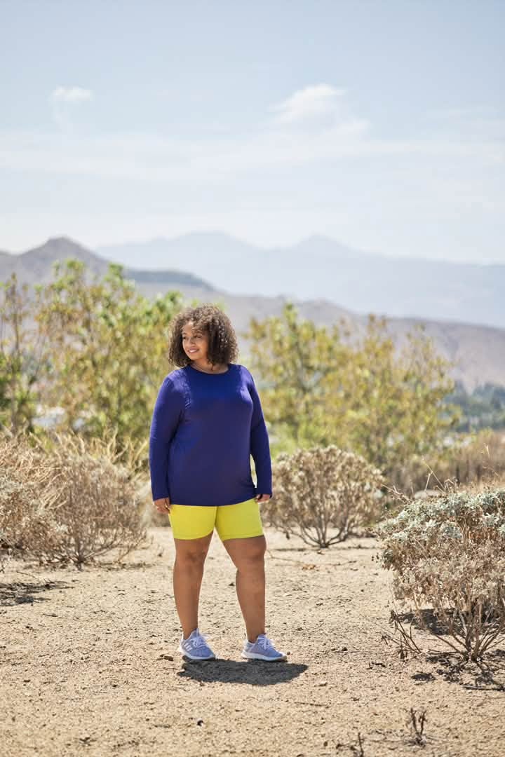 LuLaRoe Sharon Long Sleeve Top - Solid Royal Blue - styled outfit photo
