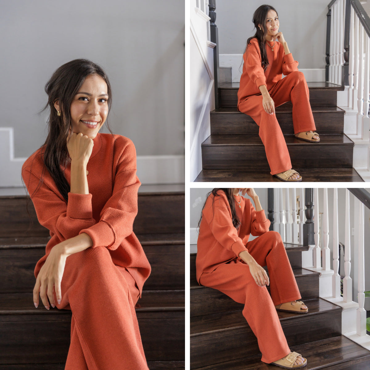LuLaRoe Cozy Chris Top in Solid Rust Orange - view 3