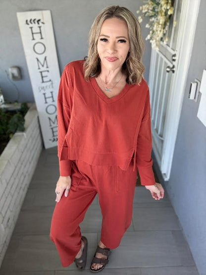 LuLaRoe Wendy Easy Barrel Pull-On Pant – Solid Rust Orange