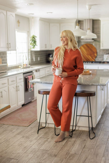 LuLaRoe Cozy Chris Top in Solid Rust Orange - view 4