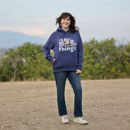 LuLaRoe Graphic Hoodie - Dusty Navy See Good in All Things Graphic