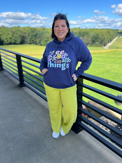 LuLaRoe Graphic Hoodie - Dusty Navy See Good in All Things Graphic
