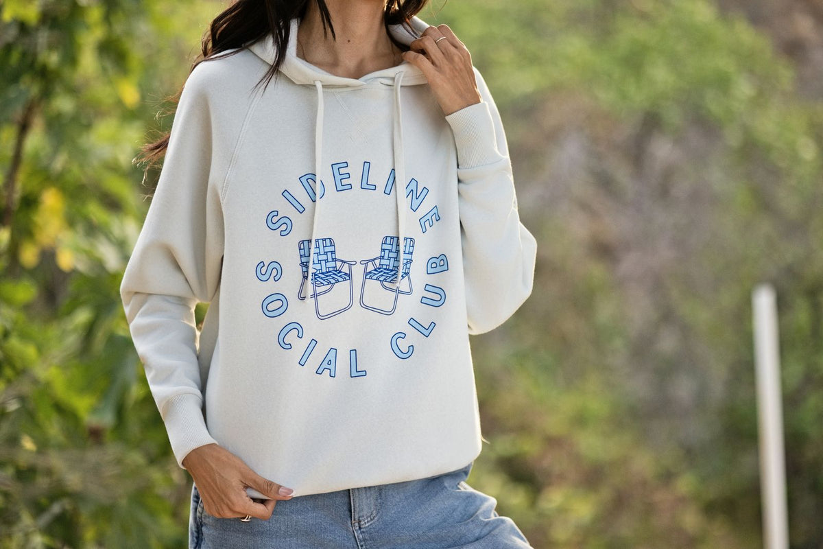 LuLaRoe Graphic Hoodie - Soft Gray Sideline Social Club Graphic