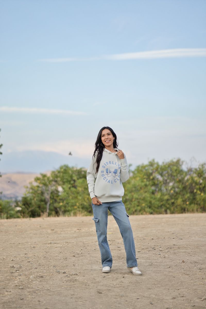 LuLaRoe Graphic Hoodie - Soft Gray Sideline Social Club Graphic