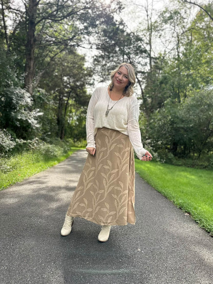 LuLaRoe Aurelia Maxi Skirt - Solid Khaki Tonal Leaf Vine - additional view 7