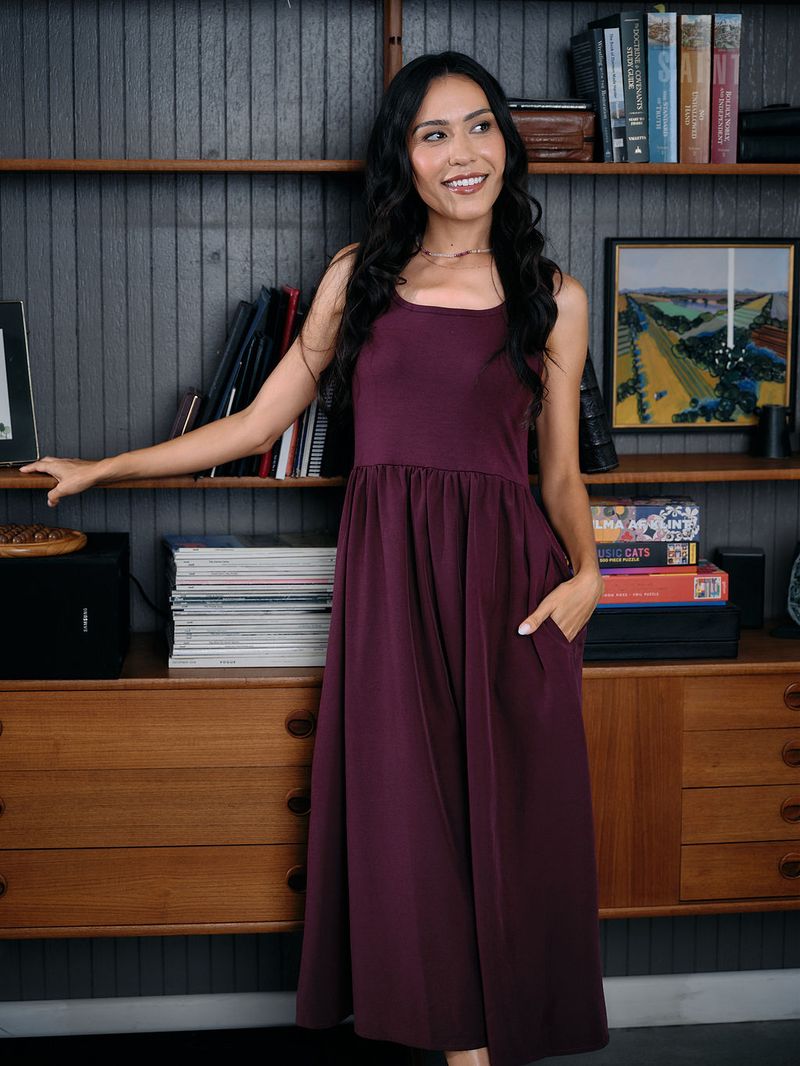 LuLaRoe Madeline Midi Tank Dress - Solid Deep Plum