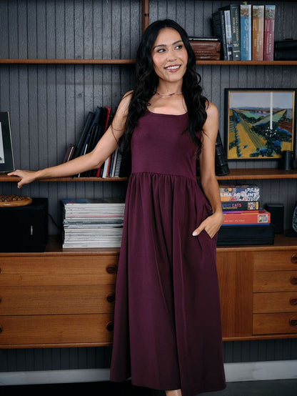 LuLaRoe Madeline Midi Tank Dress - Solid Deep Plum