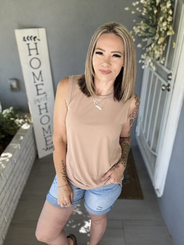 LuLaRoe Cocoa Sleeveless Top - Solid Warm Sand