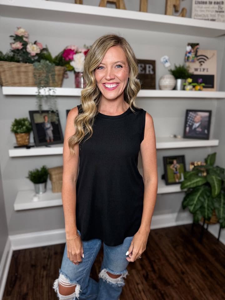 LuLaRoe Cocoa Sleeveless Top - Solid Black