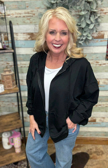 LuLaRoe Essential Zip Hoodie - Solid Black