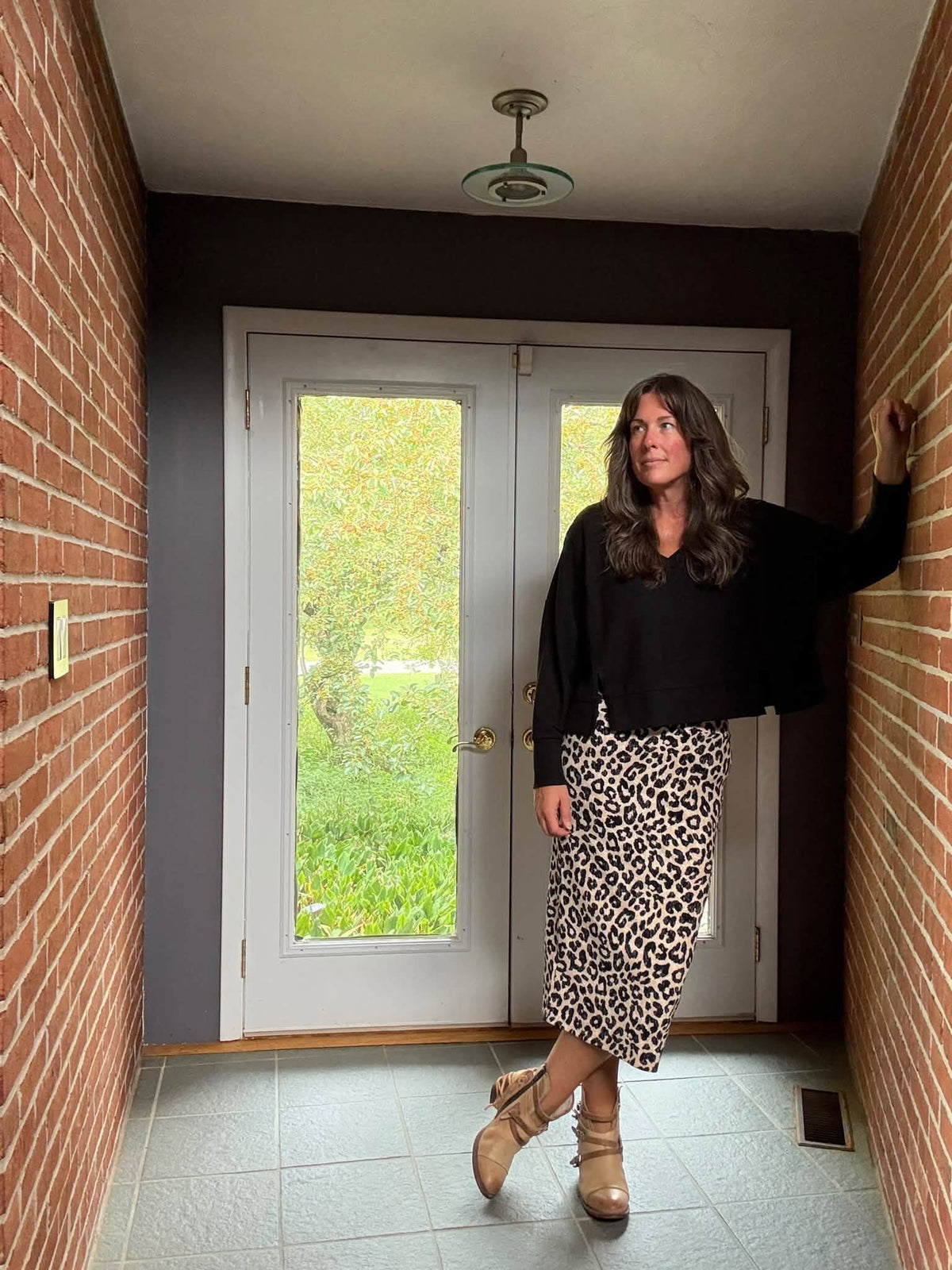 Lifestyle view 4 of the LuLaRoe Wendy Easy Barrel Pull-On Pant in Solid Black