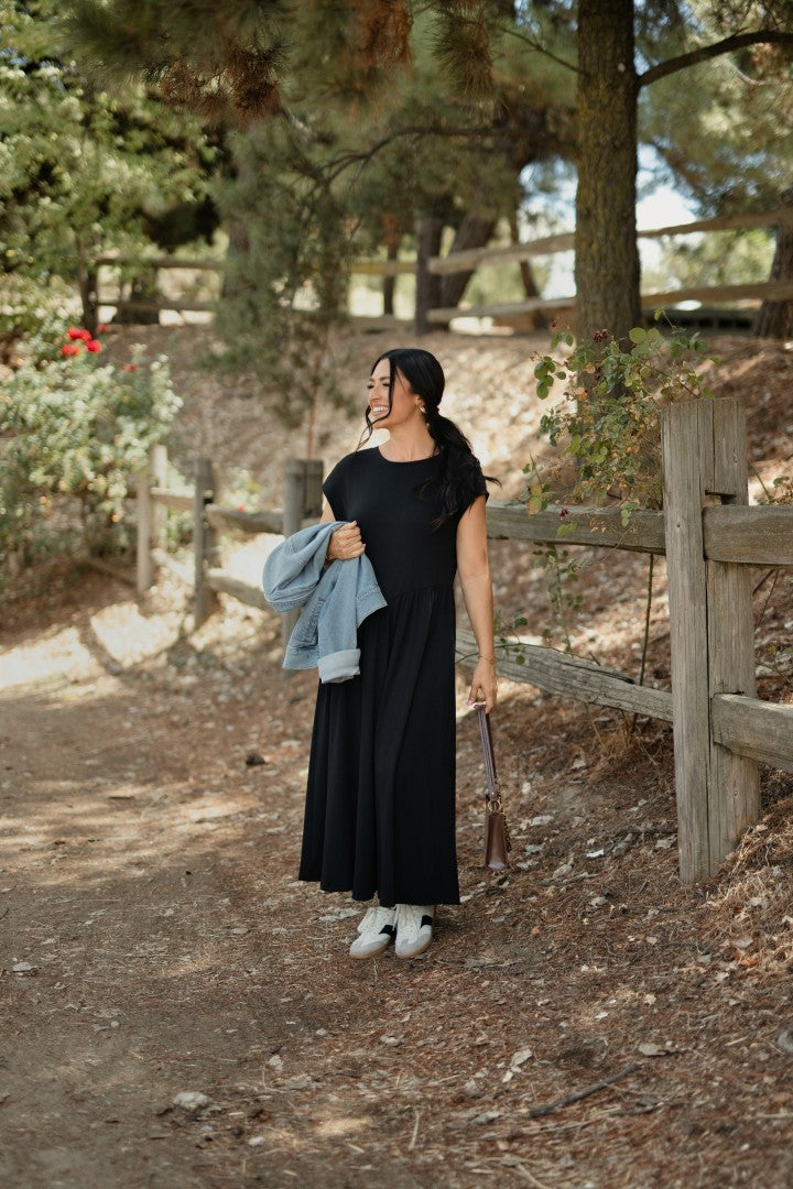LuLaRoe Cassandra Cap Sleeve Midi Dress – Solid Black – view 3
