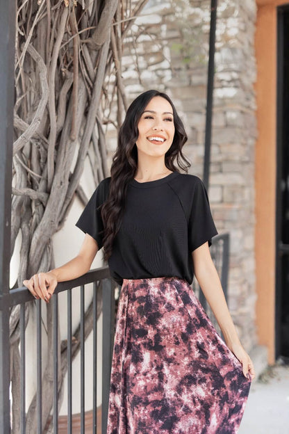 LuLaRoe Melanie Raglan Top - Solid Black
