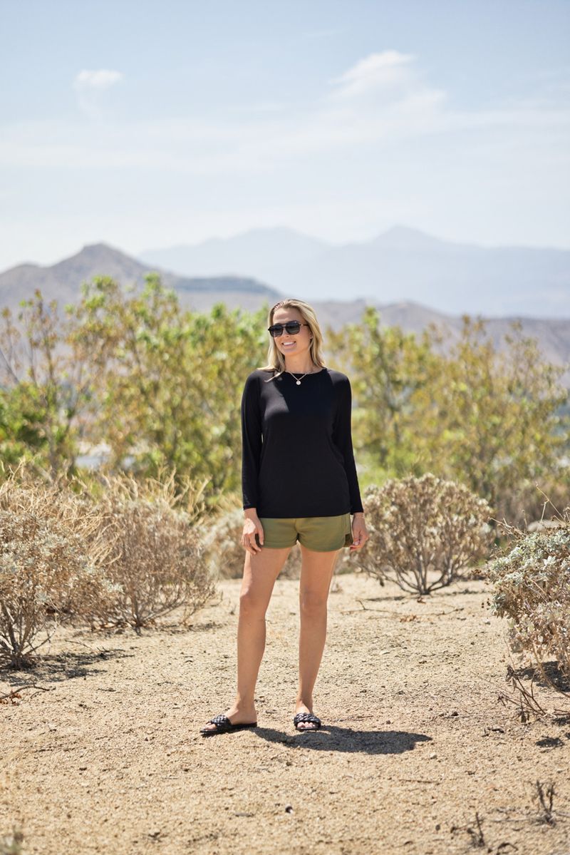LuLaRoe Sharon Long Sleeve Top - Solid Black - styled outfit photo