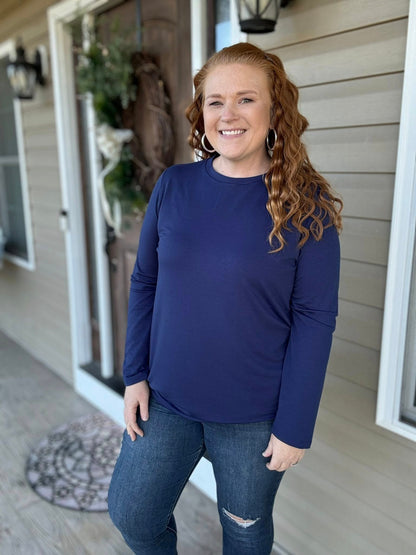 LuLaRoe Holiday Sharon - Solid Blue Winter Classic