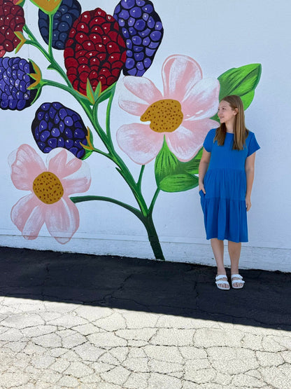 LuLaRoe Ariel Tiered Dress - Solid Sapphire Blue