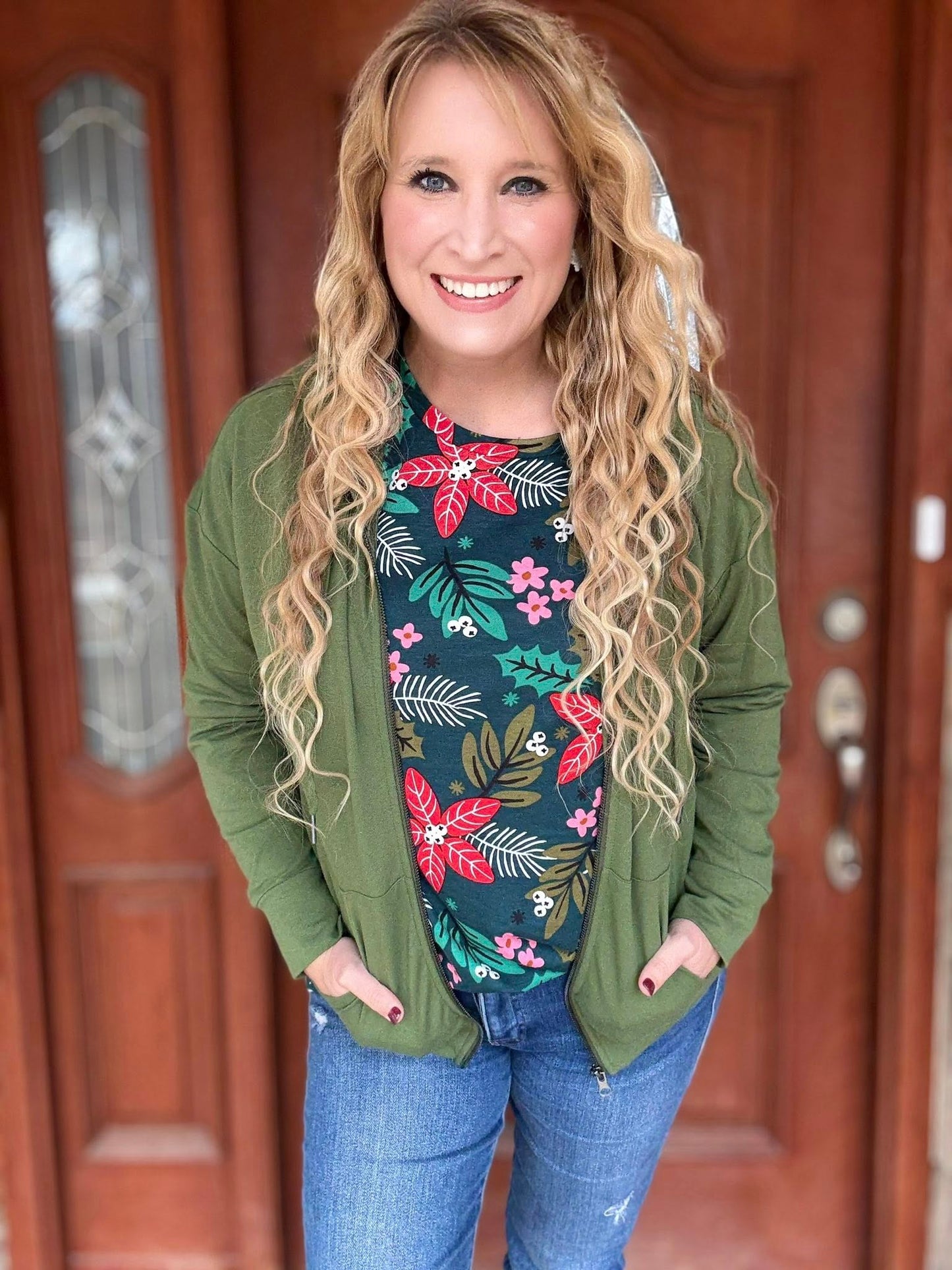 LuLaRoe Essential Zip Hoodie - Solid Bronze Green