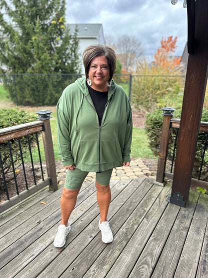 LuLaRoe Essential Zip Hoodie - Solid Bronze Green