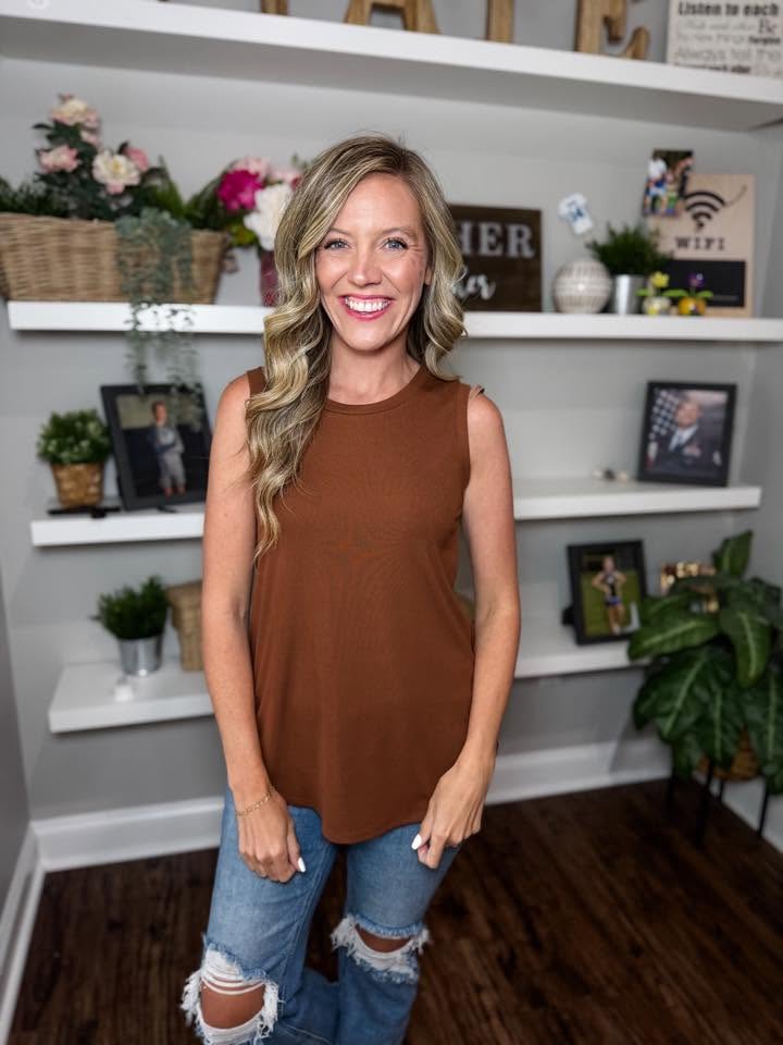 LuLaRoe Cocoa Sleeveless Top - Solid Espresso Brown