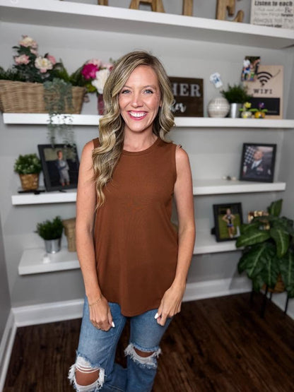 LuLaRoe Cocoa Sleeveless Top - Solid Espresso Brown