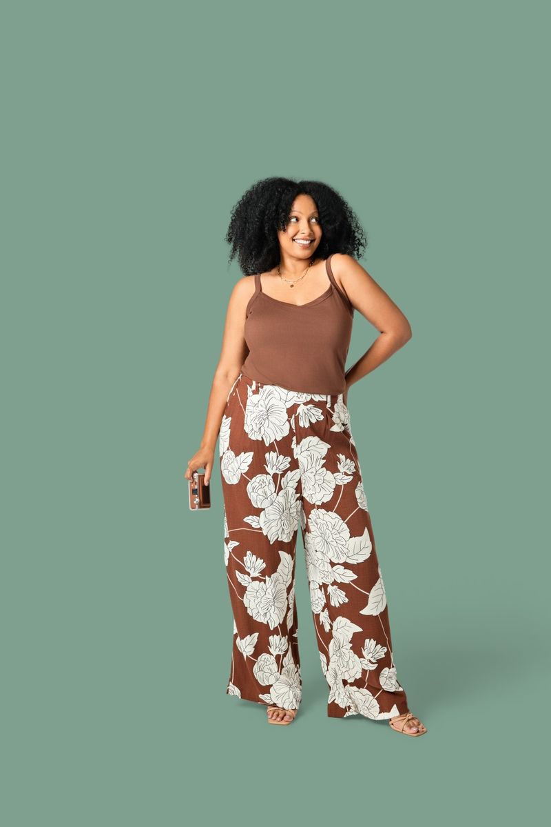 LuLaRoe Essential Cami 2-Pack - Brown & Cream Marbled Abstract + Solid Cocoa Brown