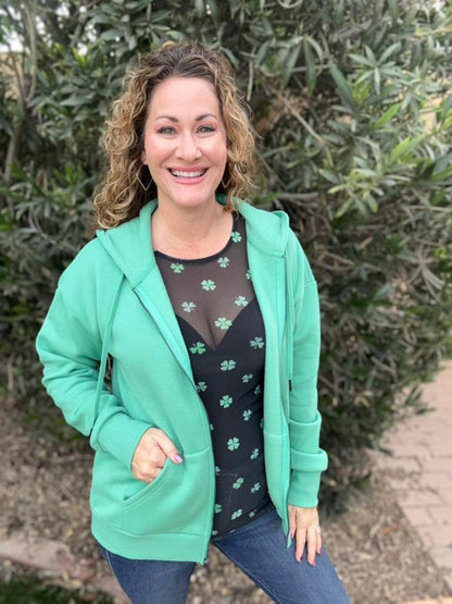 LuLaRoe LuLaRoe Essential Zip Hoodie - Solid Fresh Clover 