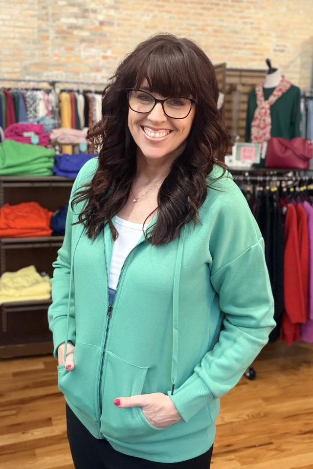 LuLaRoe LuLaRoe Essential Zip Hoodie - Solid Fresh Clover 