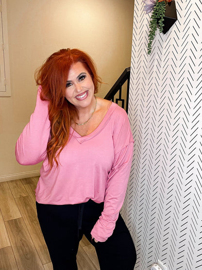 LuLaRoe LuLaRoe Vicki Top - Solid Dusty Rose Pink 