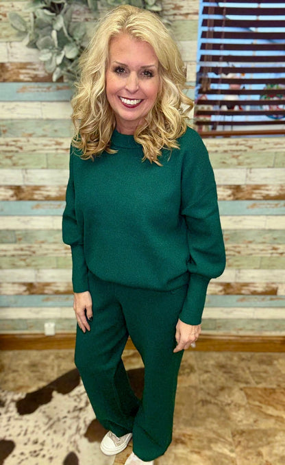 LuLaRoe Cozy Chris Top - Solid Deep Forest Green