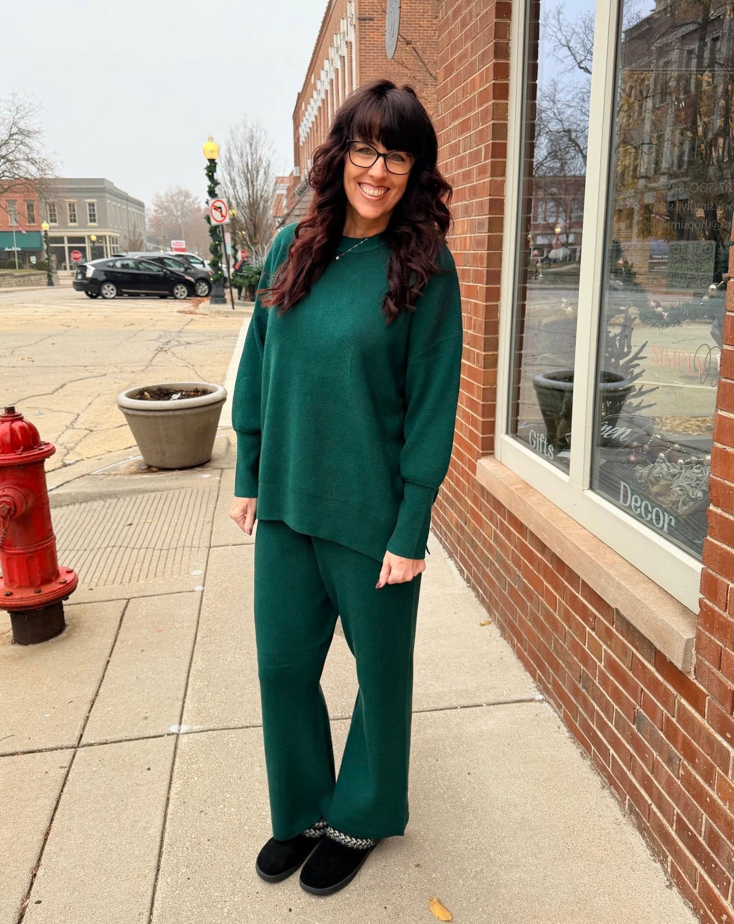 LuLaRoe Cozy Chris Top - Solid Deep Forest Green