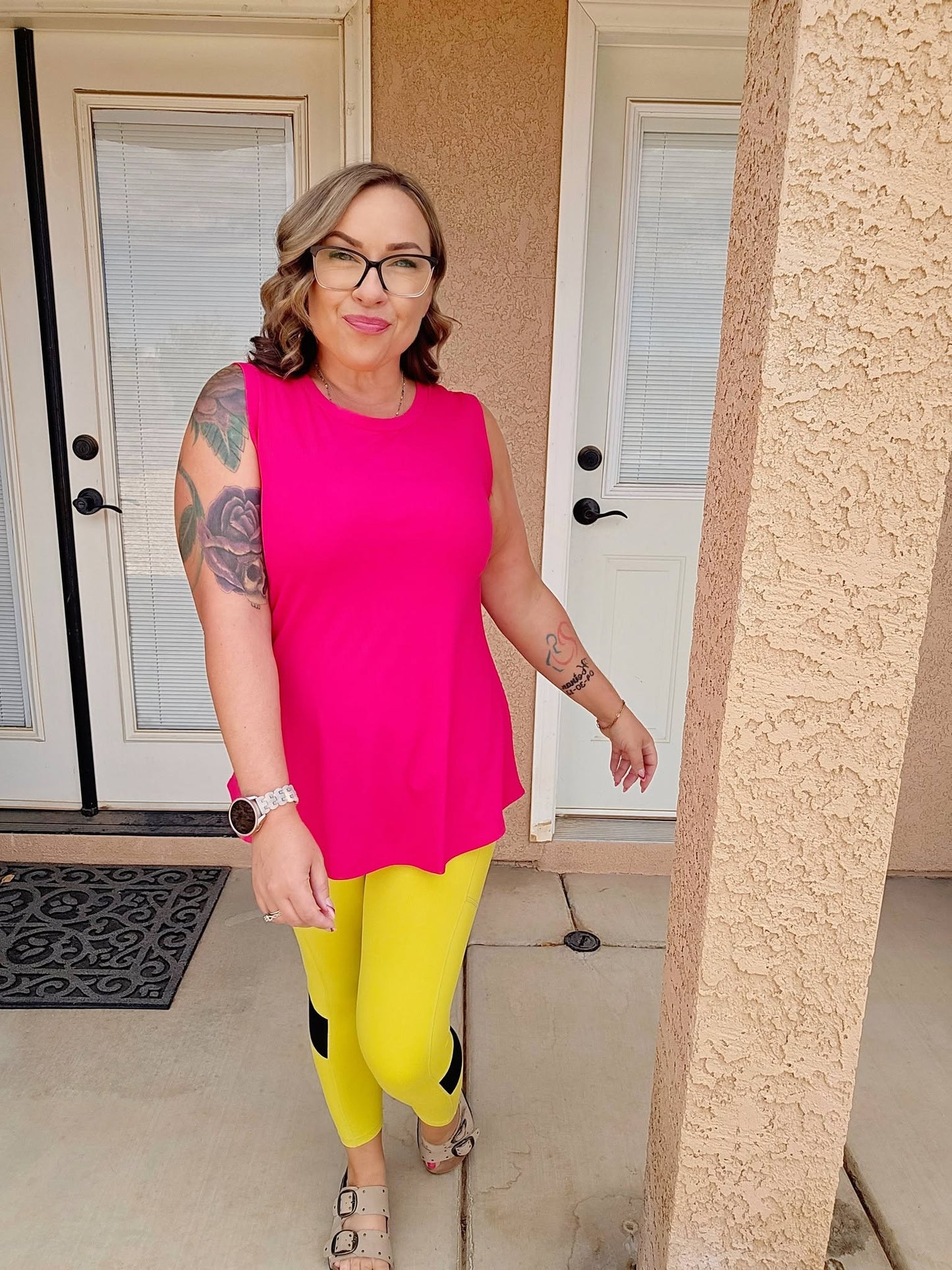 LuLaRoe Cocoa Sleeveless Top - Solid Vibrant Fuchsia