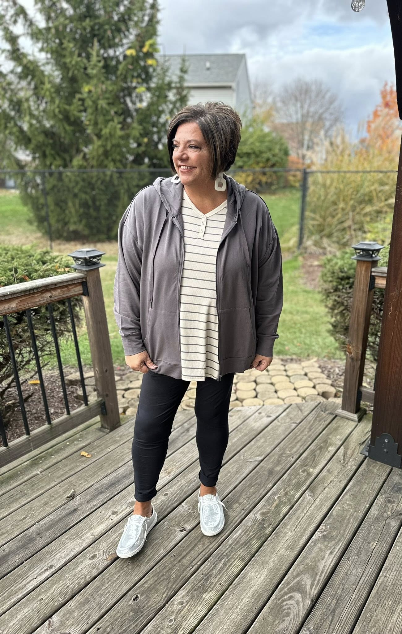 LuLaRoe Essential Zip Hoodie - Solid Forged Iron Gray
