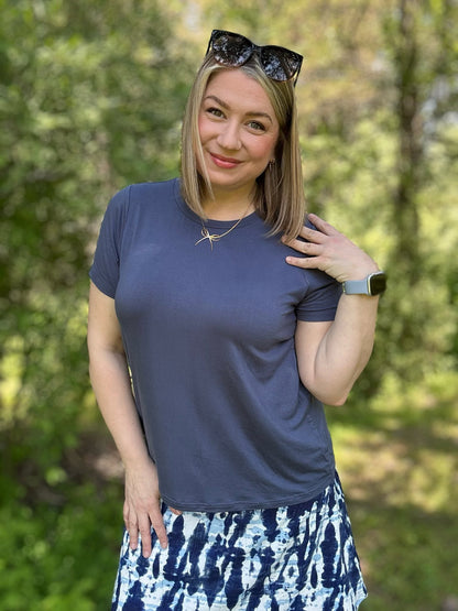 LuLaRoe Essential Tee - Solid Stormy Blue