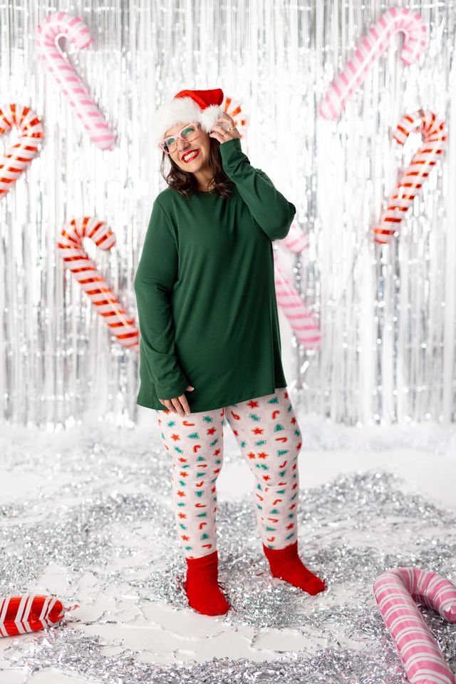 LuLaRoe Holiday Sharon - Solid Holly Jolly Green