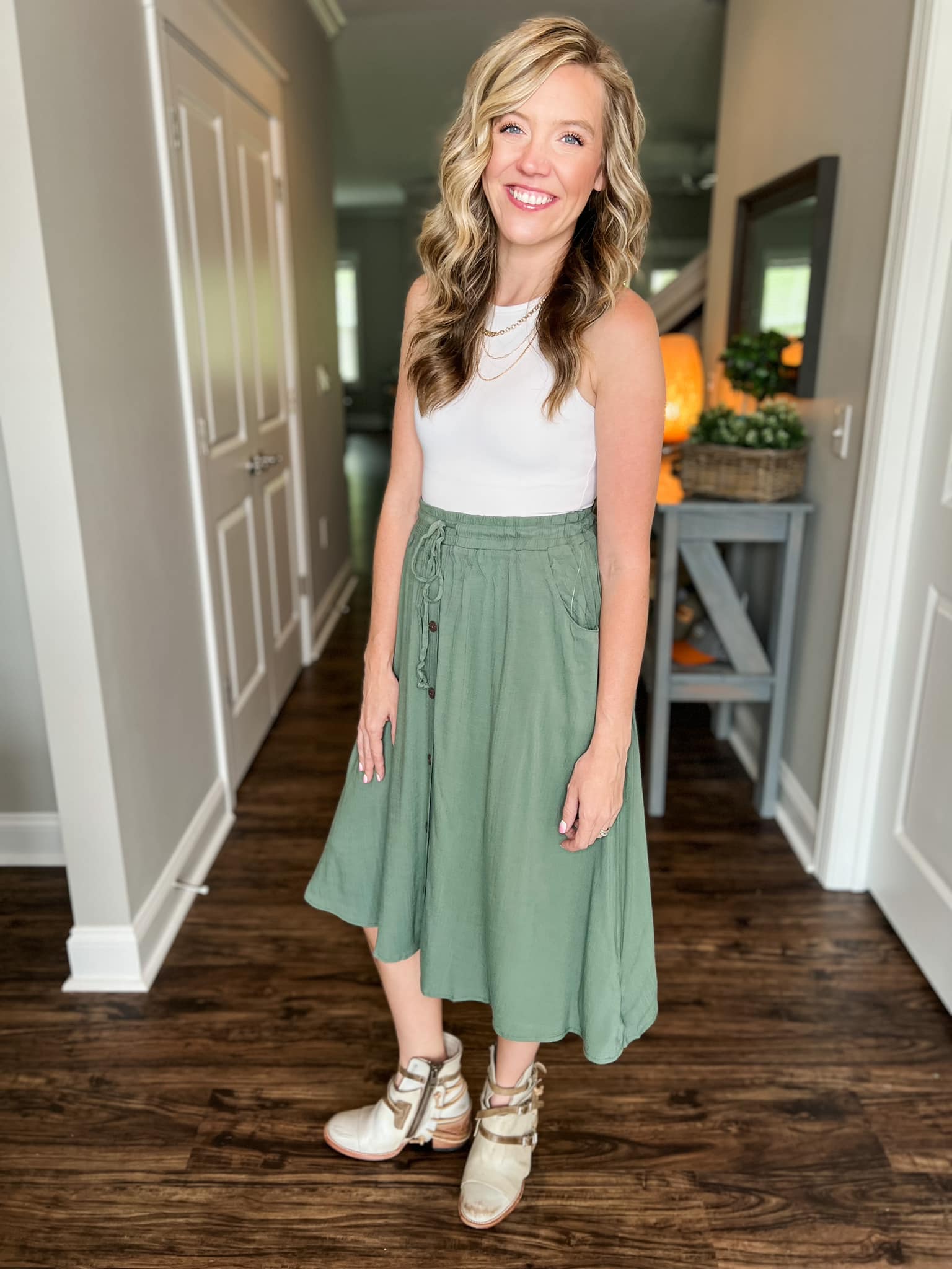 LuLaRoe LuLaRoe Marsha Midi Skirt - Solid Sage Grove 