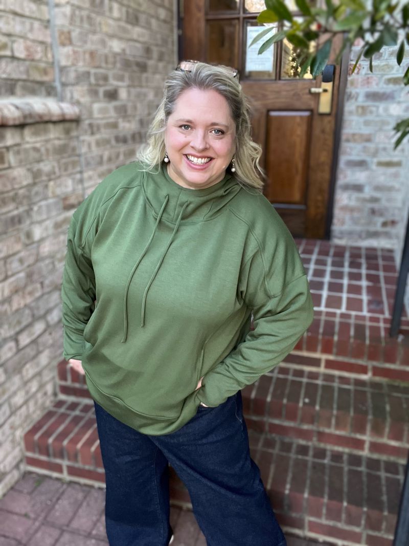 LuLaRoe LuLaRoe Regan 2.0 Pullover Hoodie – Solid Olive Grove 