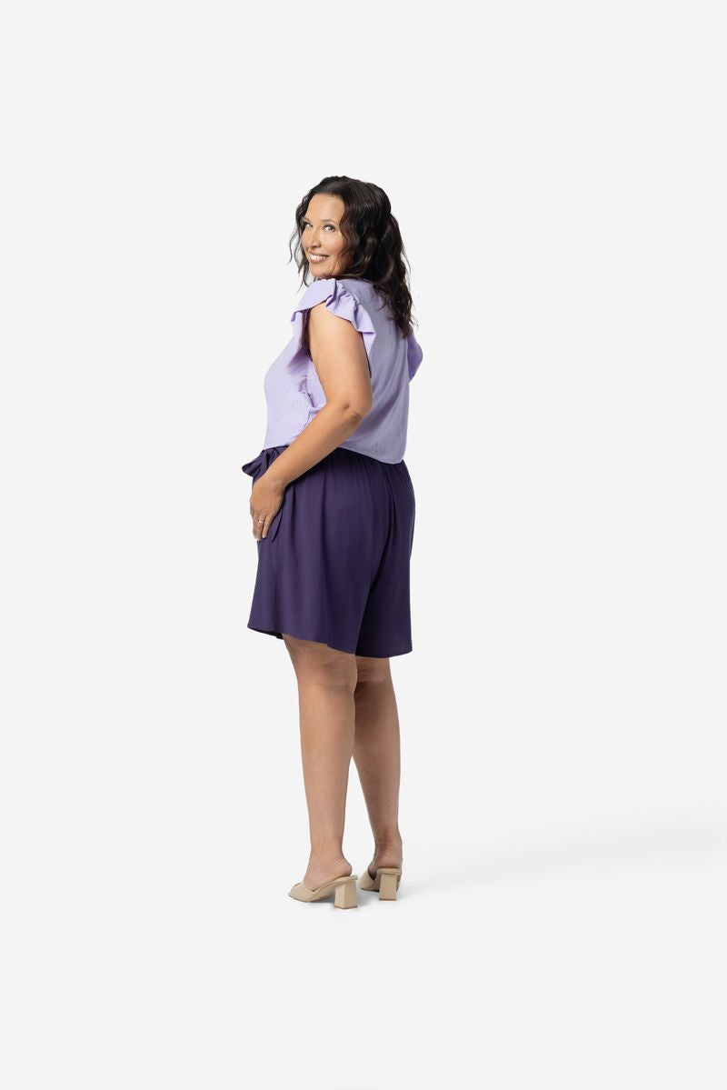 LuLaRoe LeeAnn Ruffle Sleeve Top - Solid Lavender Mist
