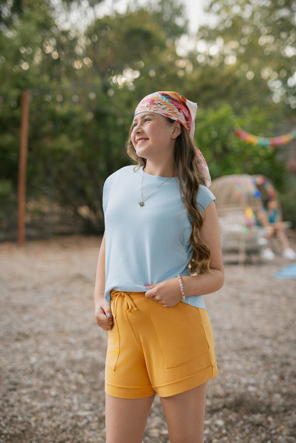 LuLaRoe Suzanne Cap Sleeve Top - Solid Powder Blue