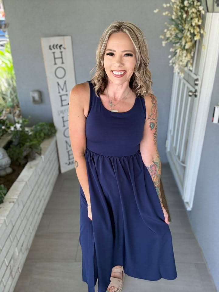 LuLaRoe Madeline Midi Tank Dress - Solid Navy