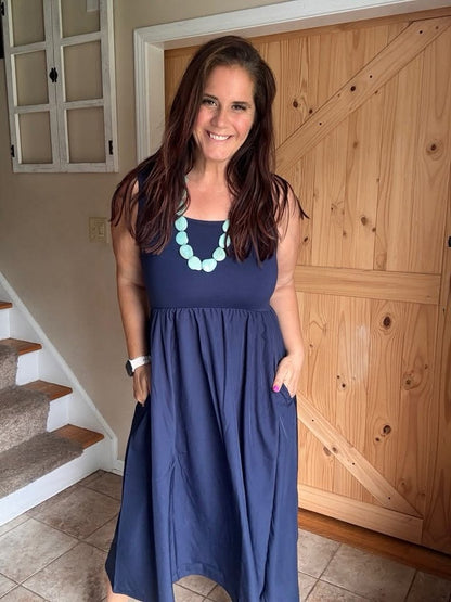 LuLaRoe Madeline Midi Tank Dress - Solid Navy
