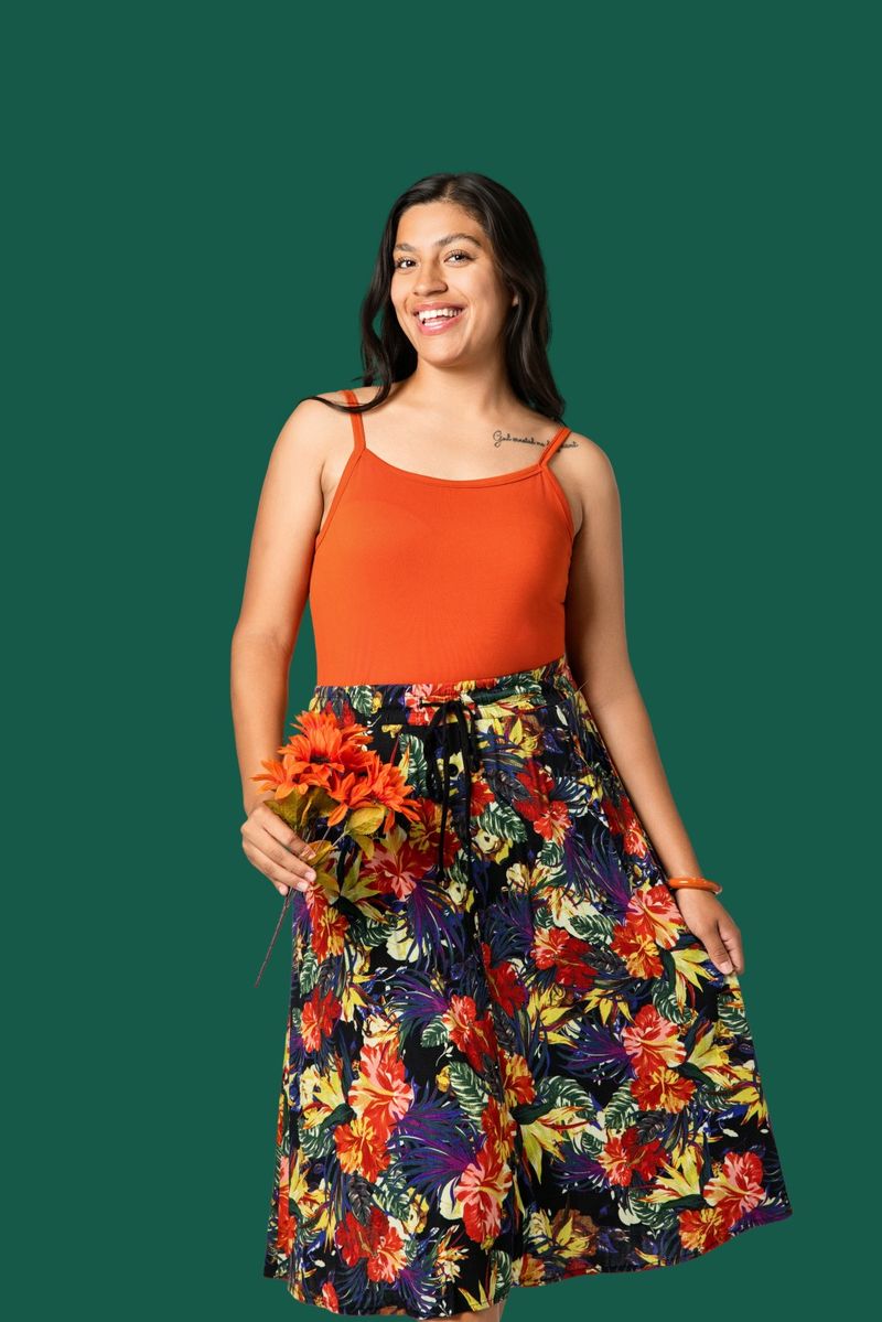 LuLaRoe Essential Cami 2-Pack - Rust & Ivory Plaid + Solid Burnt Orange