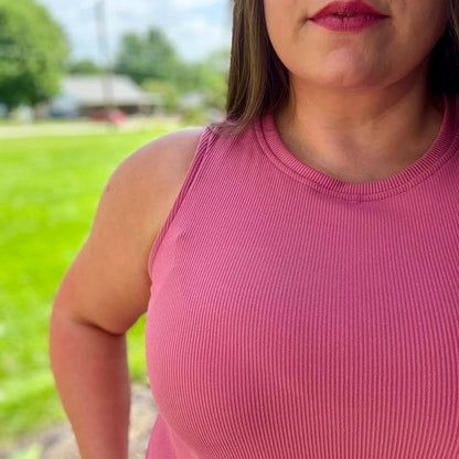 LuLaRoe Charlotte Dress - Solid Bubblegum Pink Sleeveless A-Line Dress with Pockets